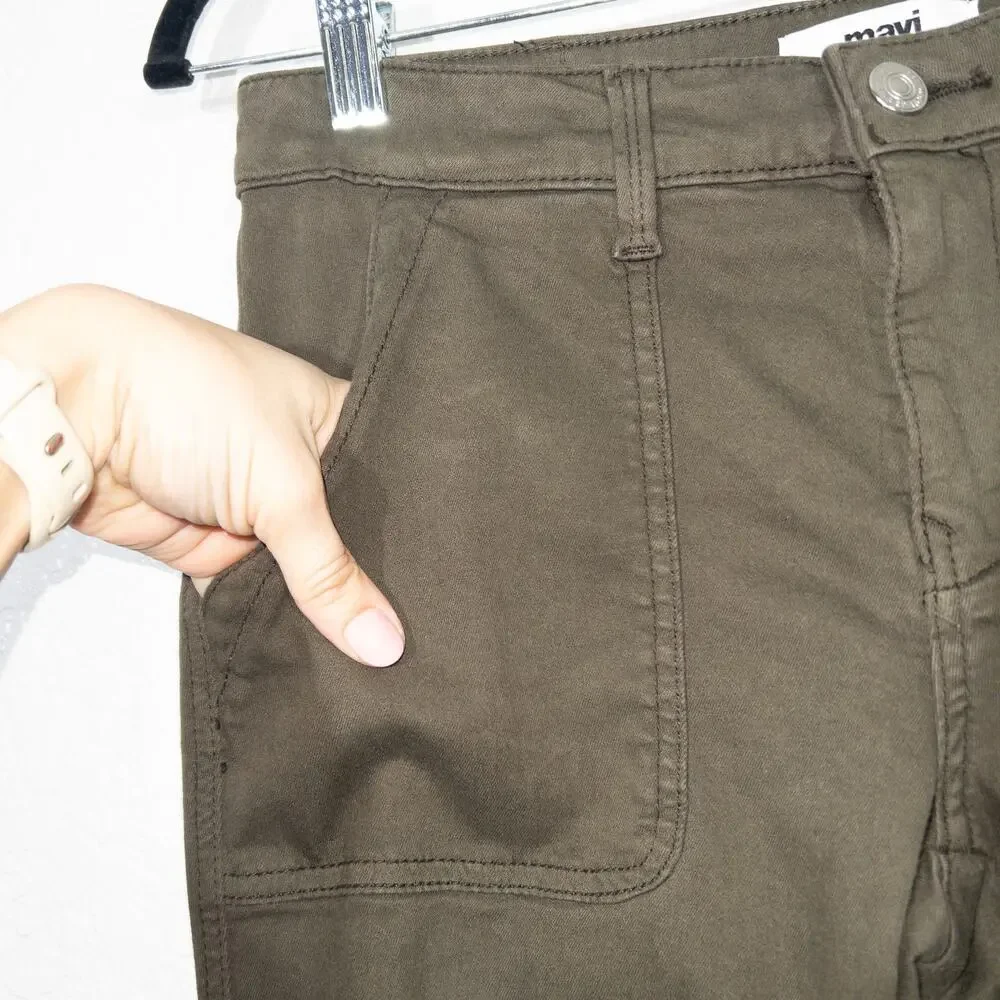 New Mavi Olive‎ Green Luce Twill Ivy Slim Cargo Pants Size 27